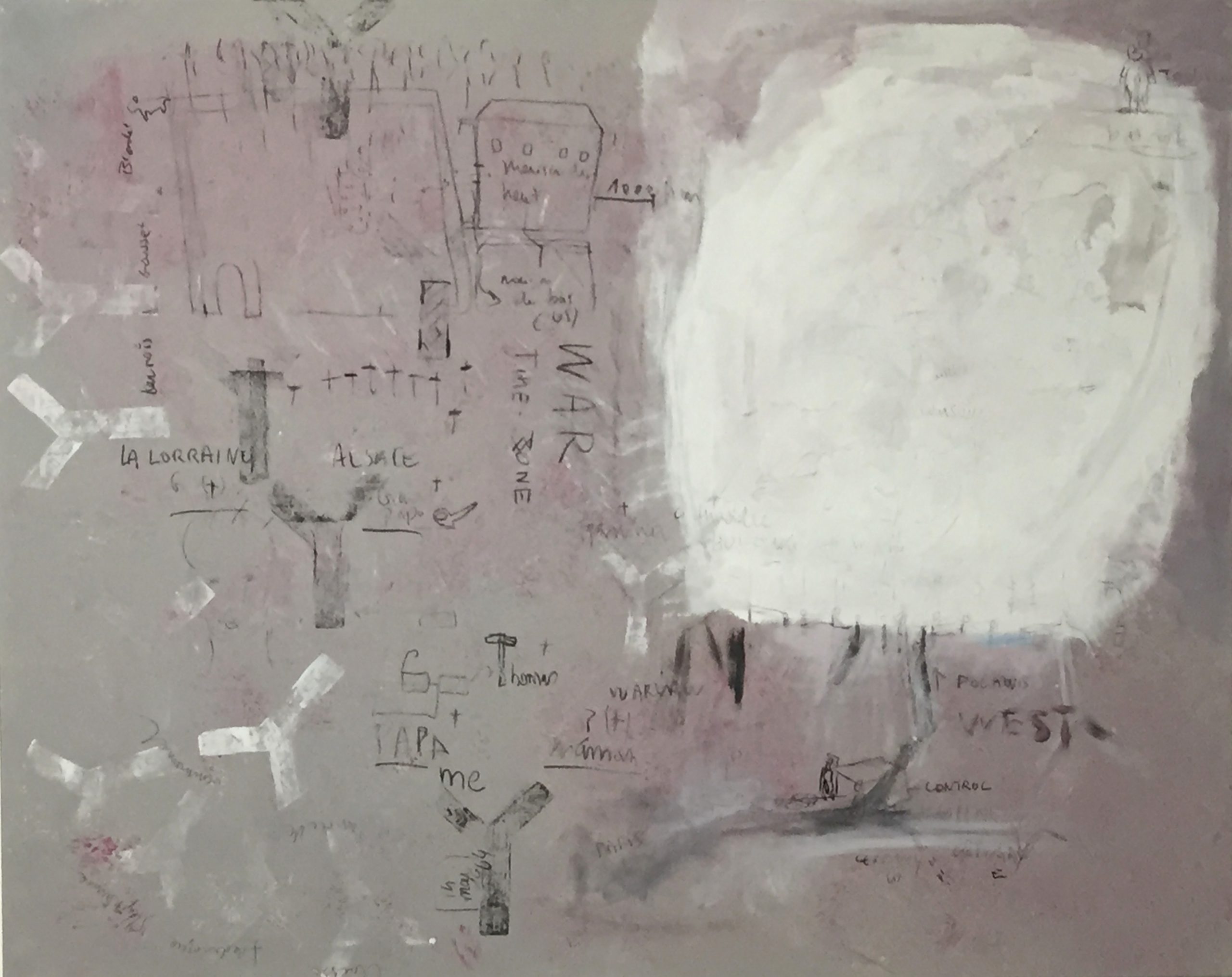 On my Mother’s side, 2015 Acrylic paint, pencils and chalk on canvas 115 x 140 cm