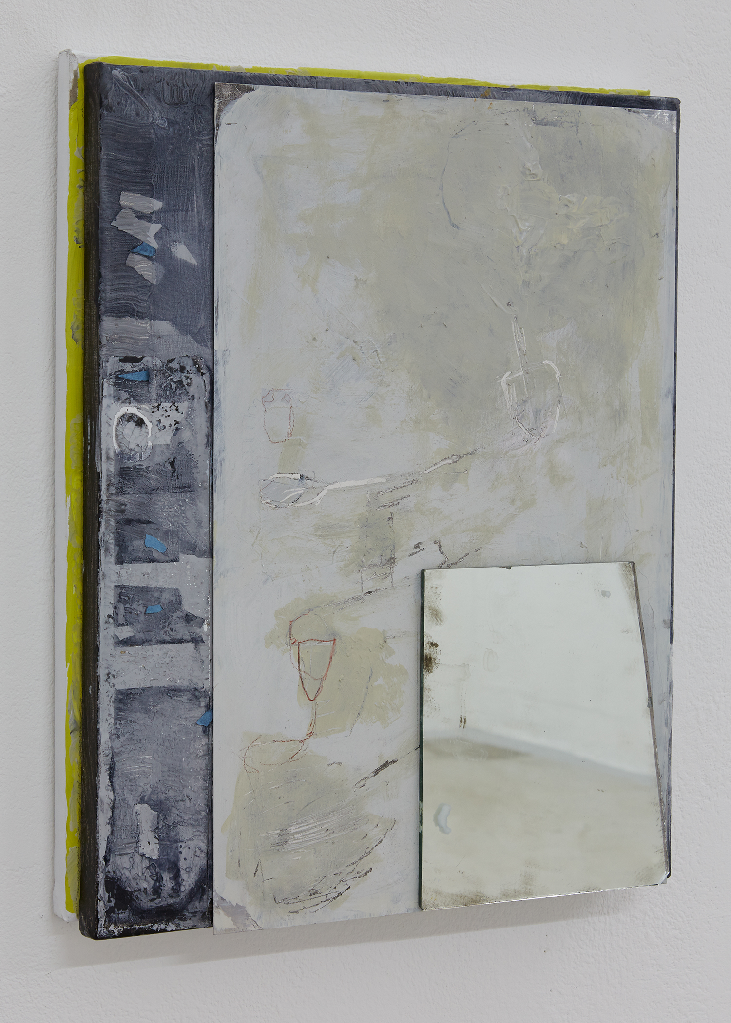 Block of Memory, Mirror over aluminum over 2 canvases, 51 x 41 x 5cm
