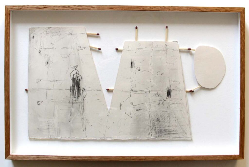 Magic Matches, pencil on card board ad matches, 20 x 35 cm, MA work